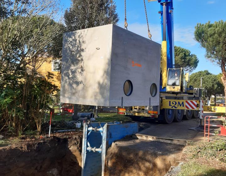 Pose chambre béton de régulation