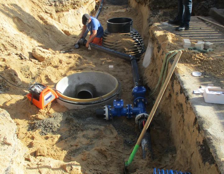 Réseau enterré sous une route